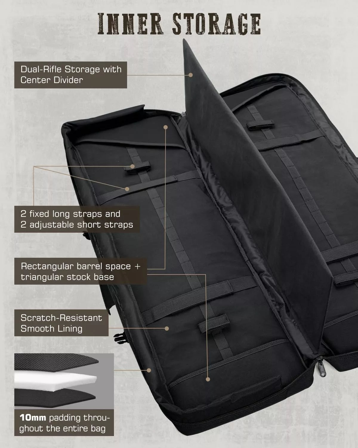 gonex-36-double-tactical-rifle-case-padded-dual-firearm-soft-gun-bag-with-divide image 4