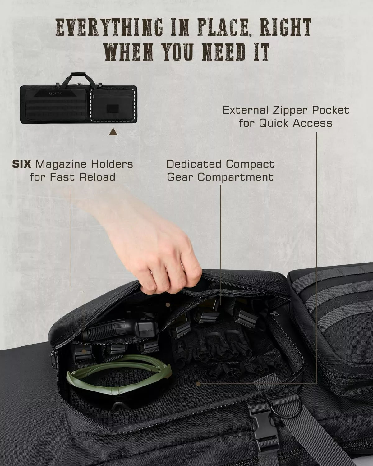 gonex-36-double-tactical-rifle-case-padded-dual-firearm-soft-gun-bag-with-divide image 8