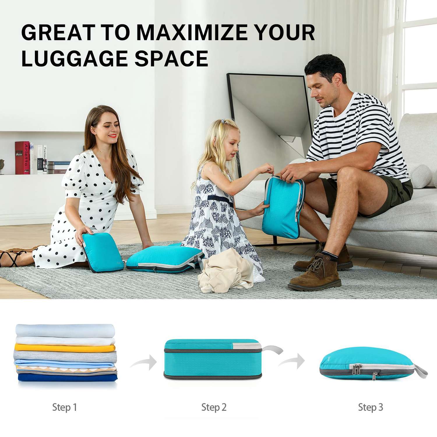 gonex-extensible-packing-cubes-3-piece-set-water-resistant-ripstop-nylon-expanda image 5