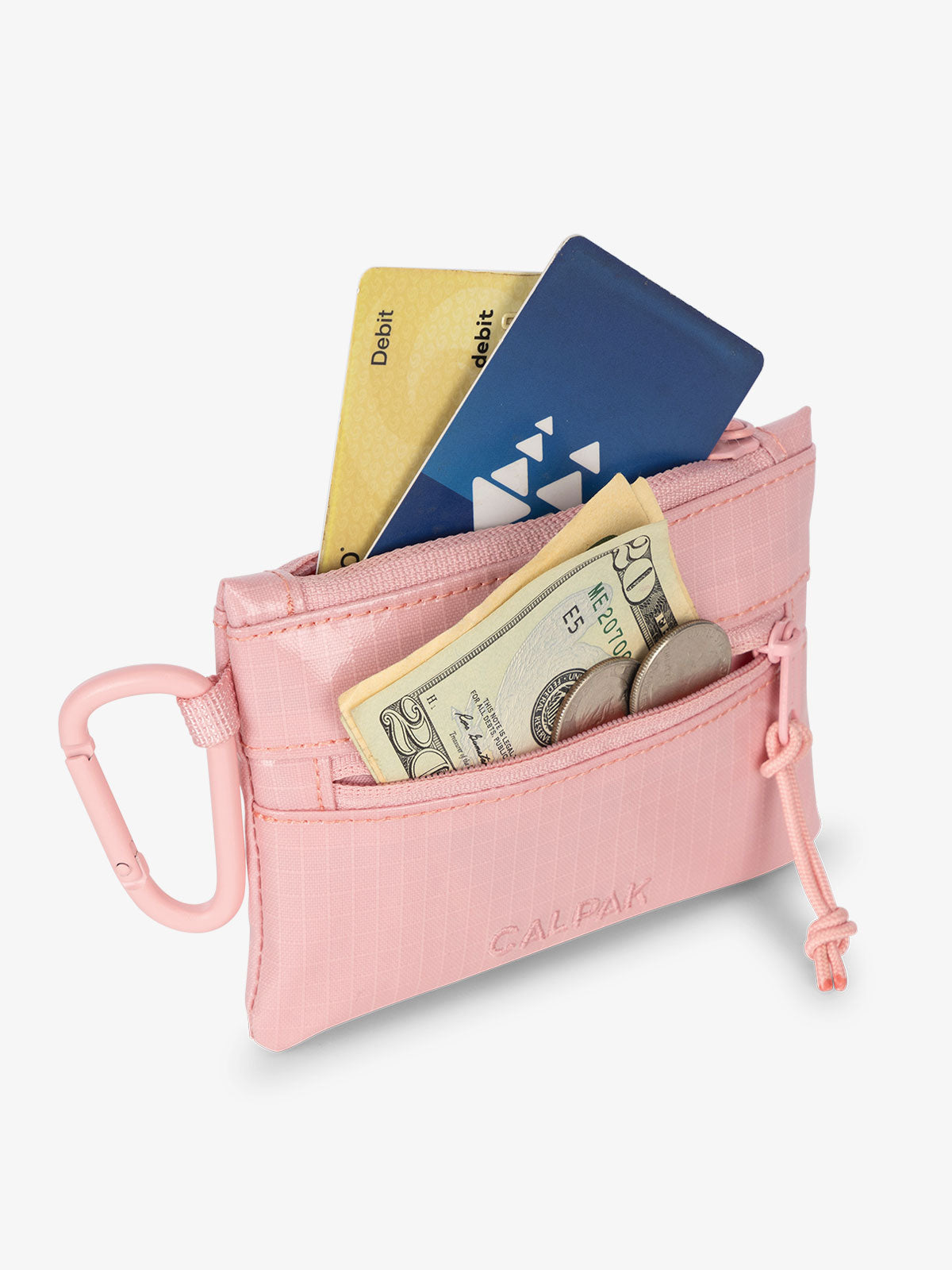 calpak-terra-clippable-card-pouch-recycled-dual-zip-card-cash-pouch-with-carabin image 8