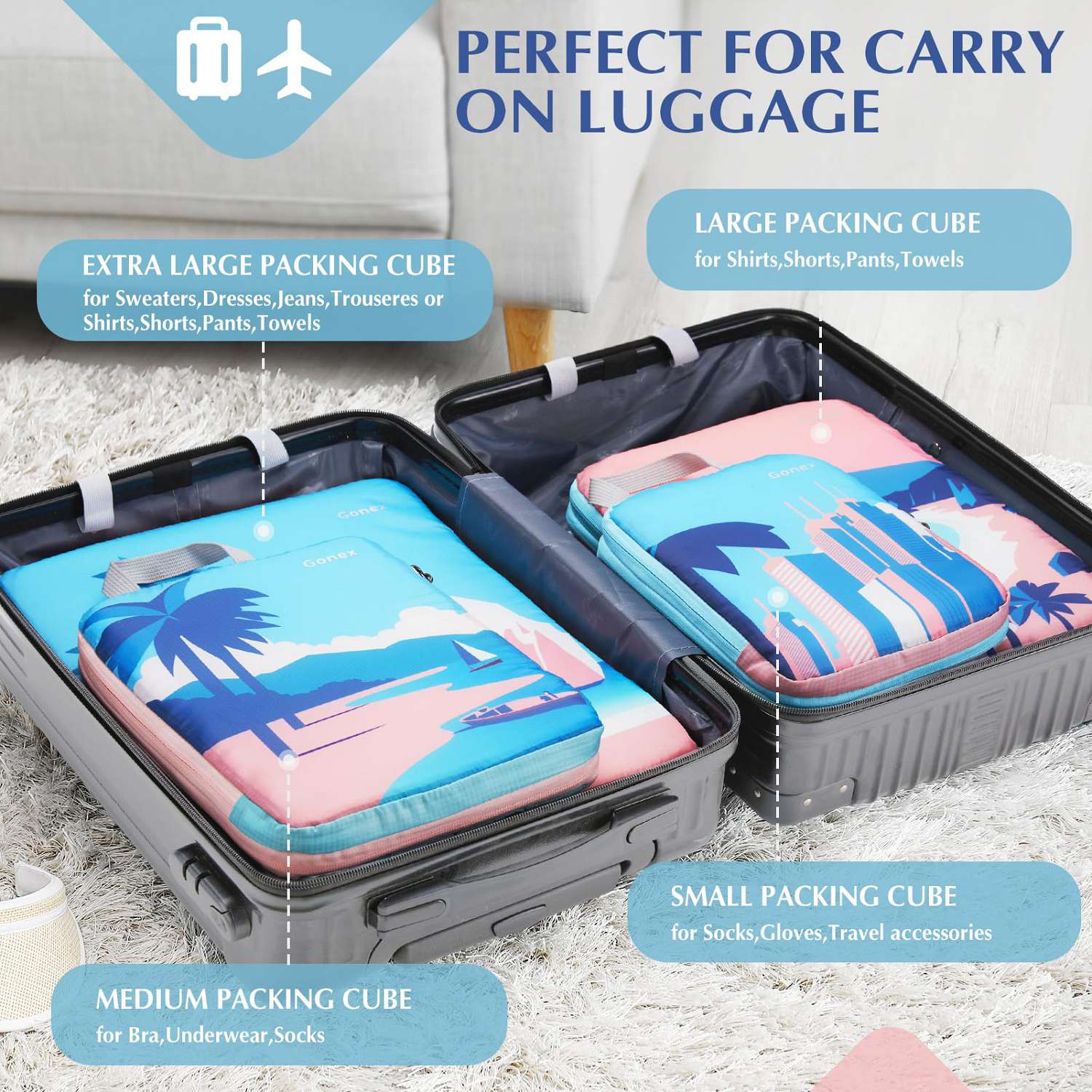 gonex-beach-compression-packing-cubes-4-piece-water-repellent-space-saving-organ image 6
