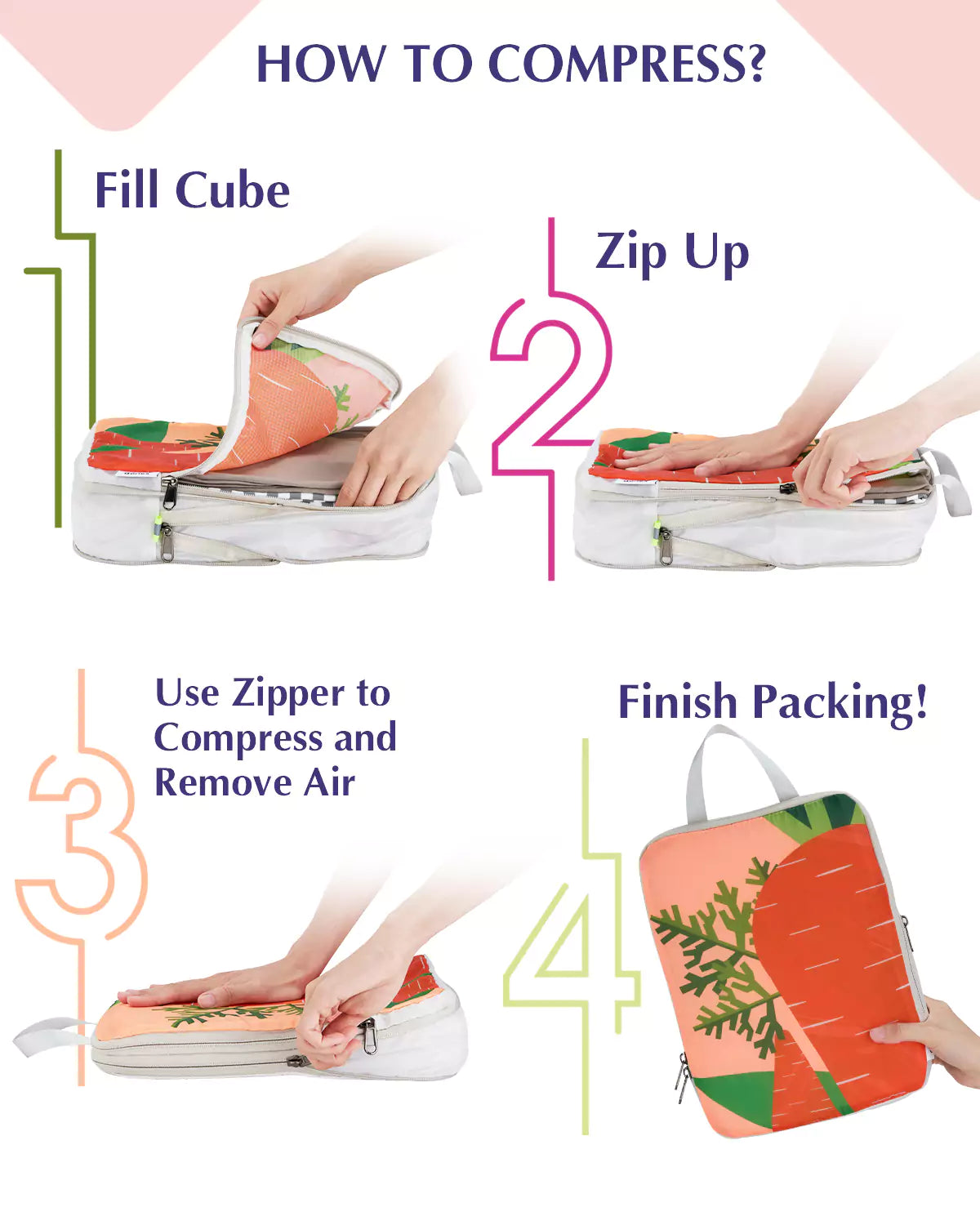 gonex-stylish-veggie-compression-packing-cubes-set-playful-print-double-zipper-o image 5