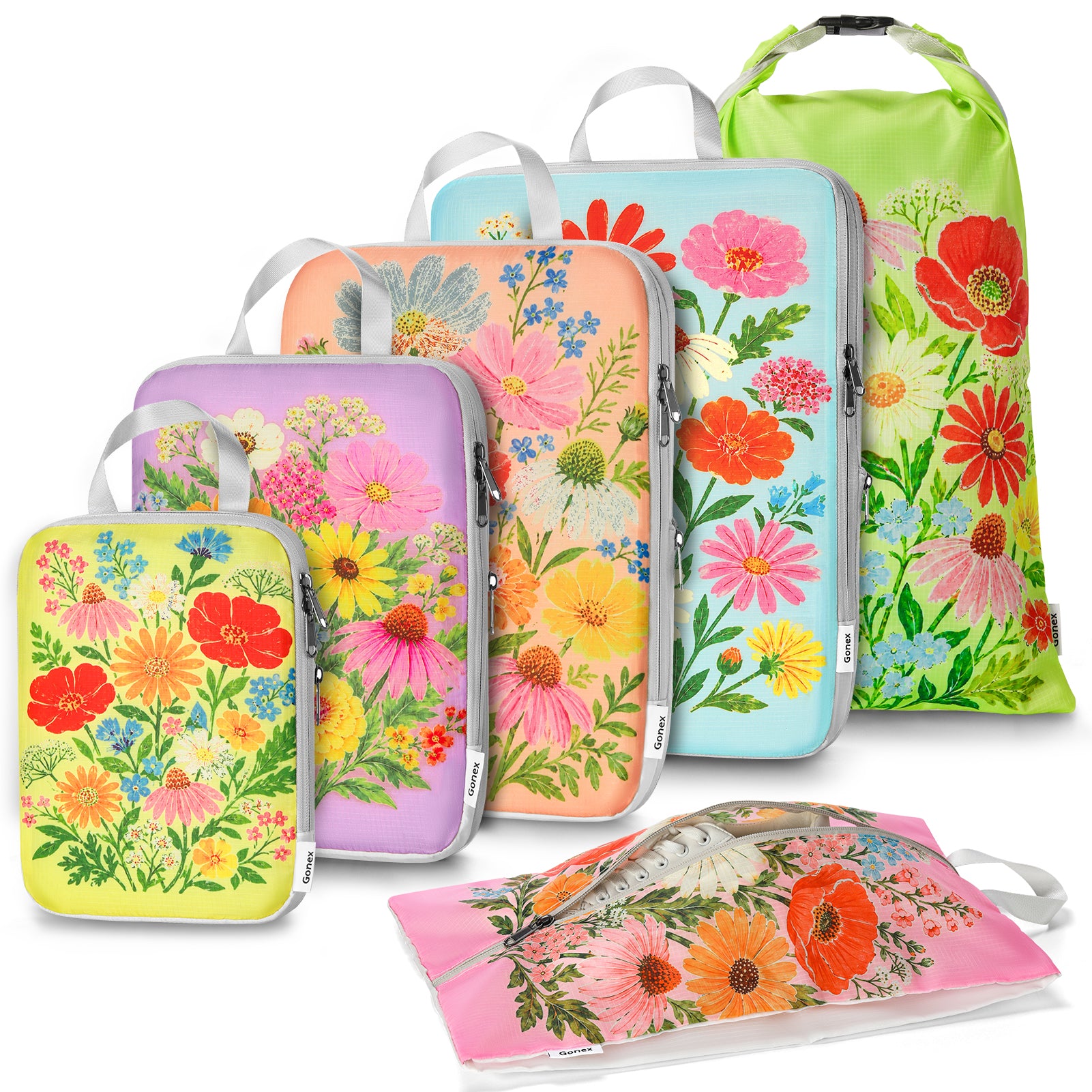 gonex-vintage-floral-compression-packing-cubes-double-zipper-space-saving-luggag image 1