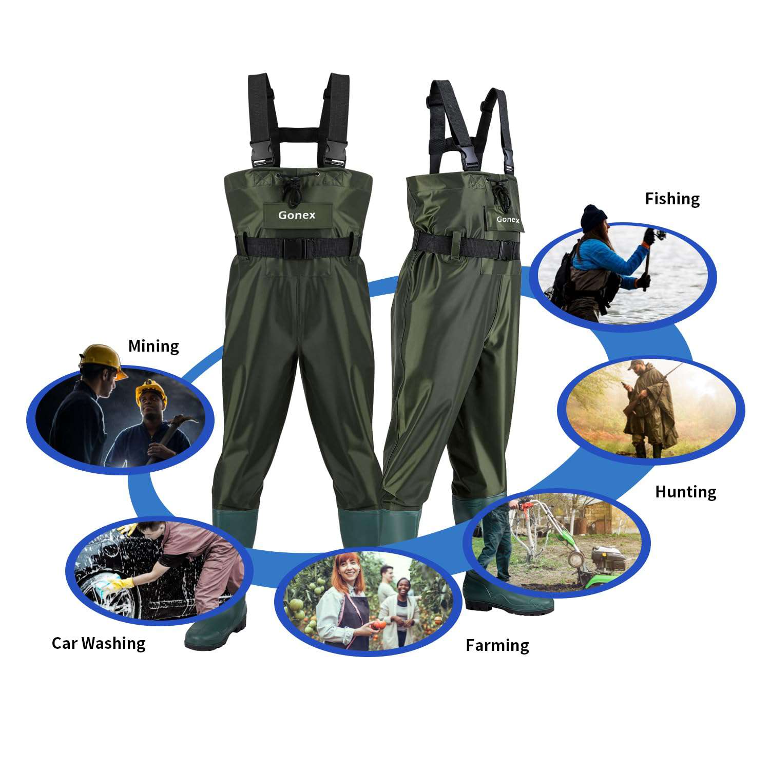 gonex-chest-waders-sizes-9-14-lightweight-70d-nylon-pvc-waterproof-fishing-wader image 6
