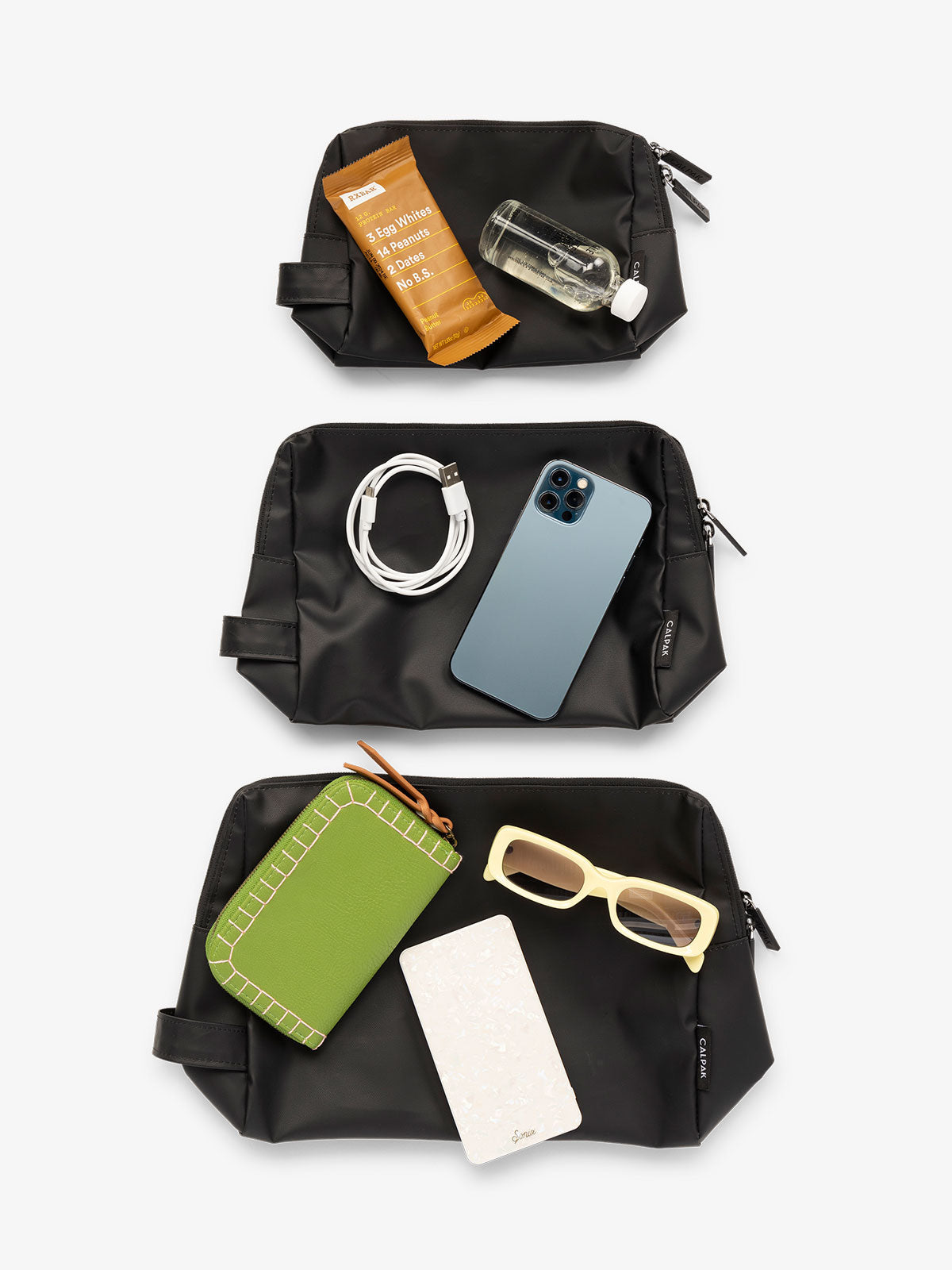 calpak-water-resistant-zip-pouch-set-3-pieces-tpu-coated-travel-organizer-pouche image 3