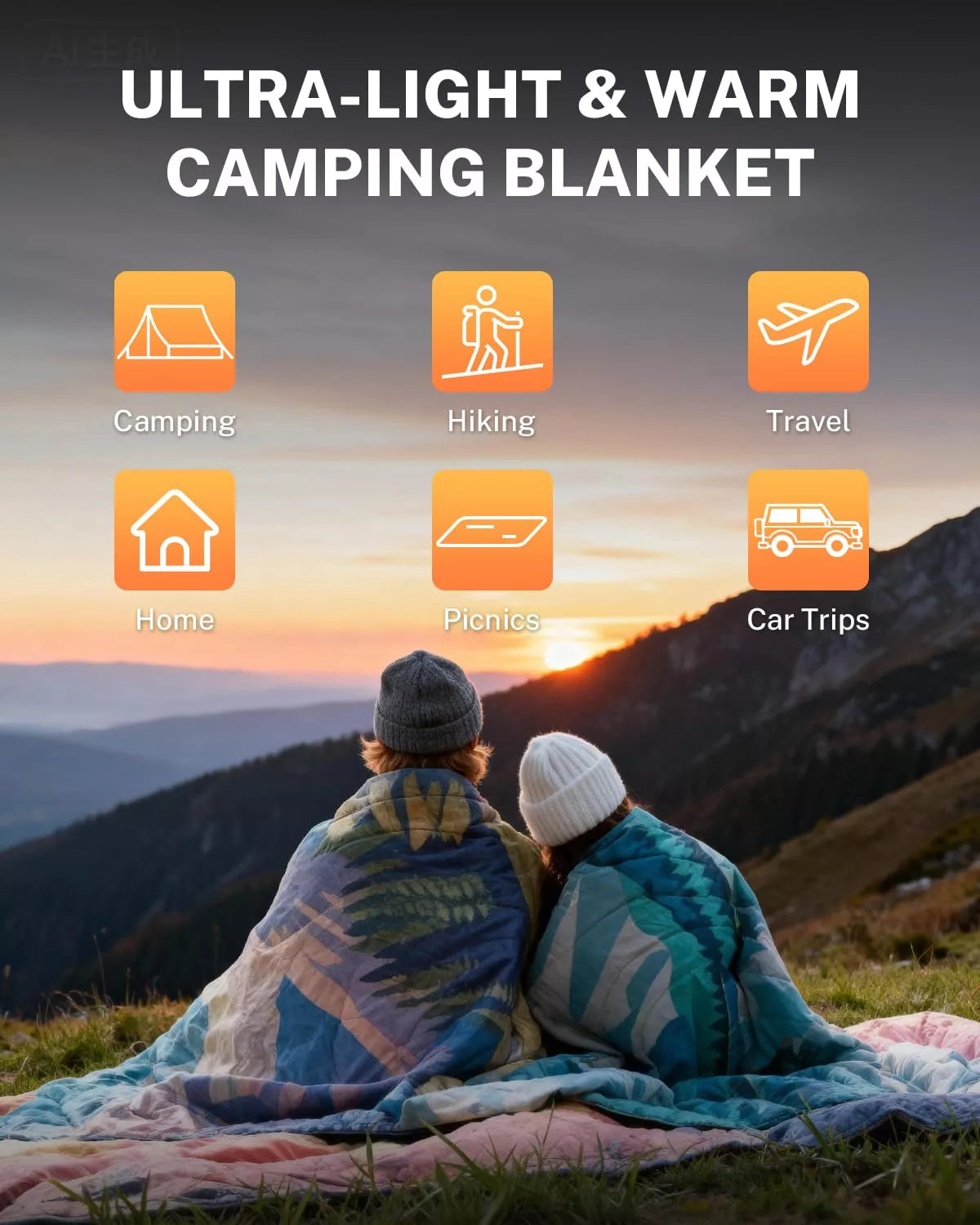 gonex-desert-puffy-printed-outdoor-camping-blanket-79-x-55-ultra-lightweight-4mm image 7