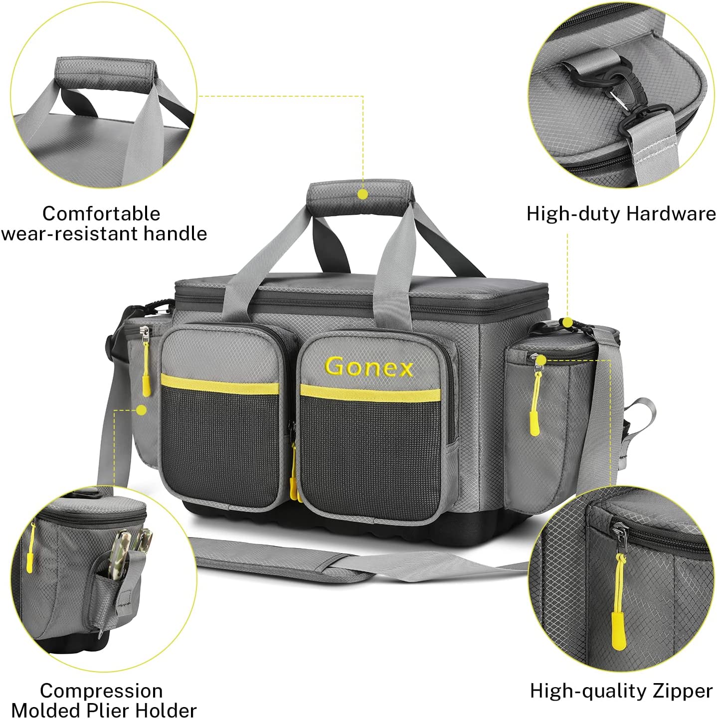gonex-fishing-tackle-bag-with-waterproof-sealed-lid-3700-tray-storage-bag-with-c image 5