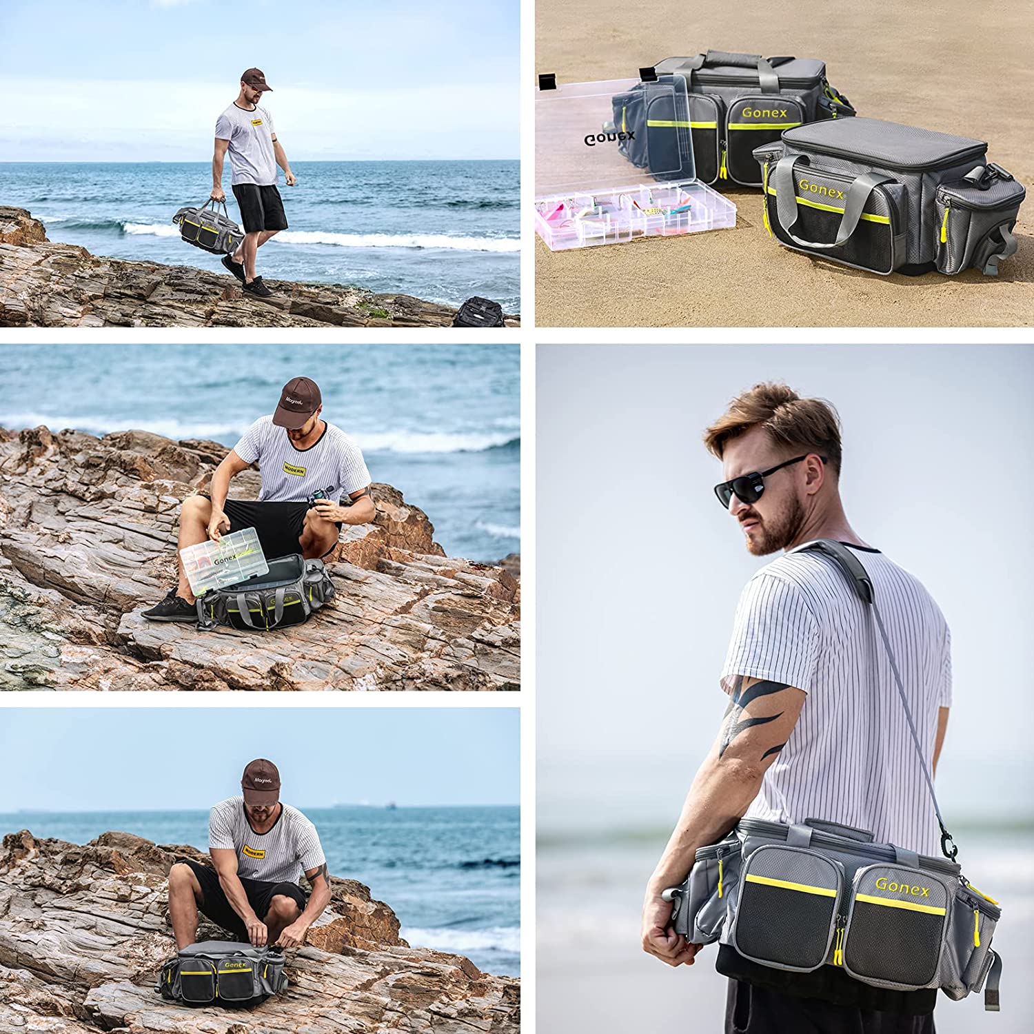 gonex-fishing-tackle-bag-with-waterproof-sealed-lid-3700-tray-storage-bag-with-c image 8