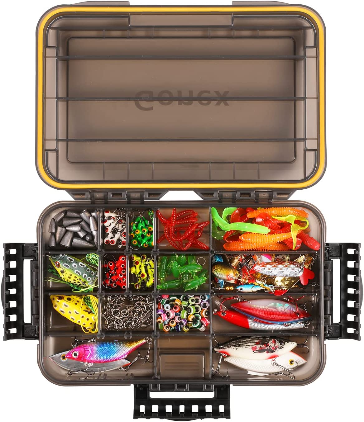 gonex-waterproof-tackle-box-3600-sealed-lid-fishing-tray-storage-with-cam-action image 2