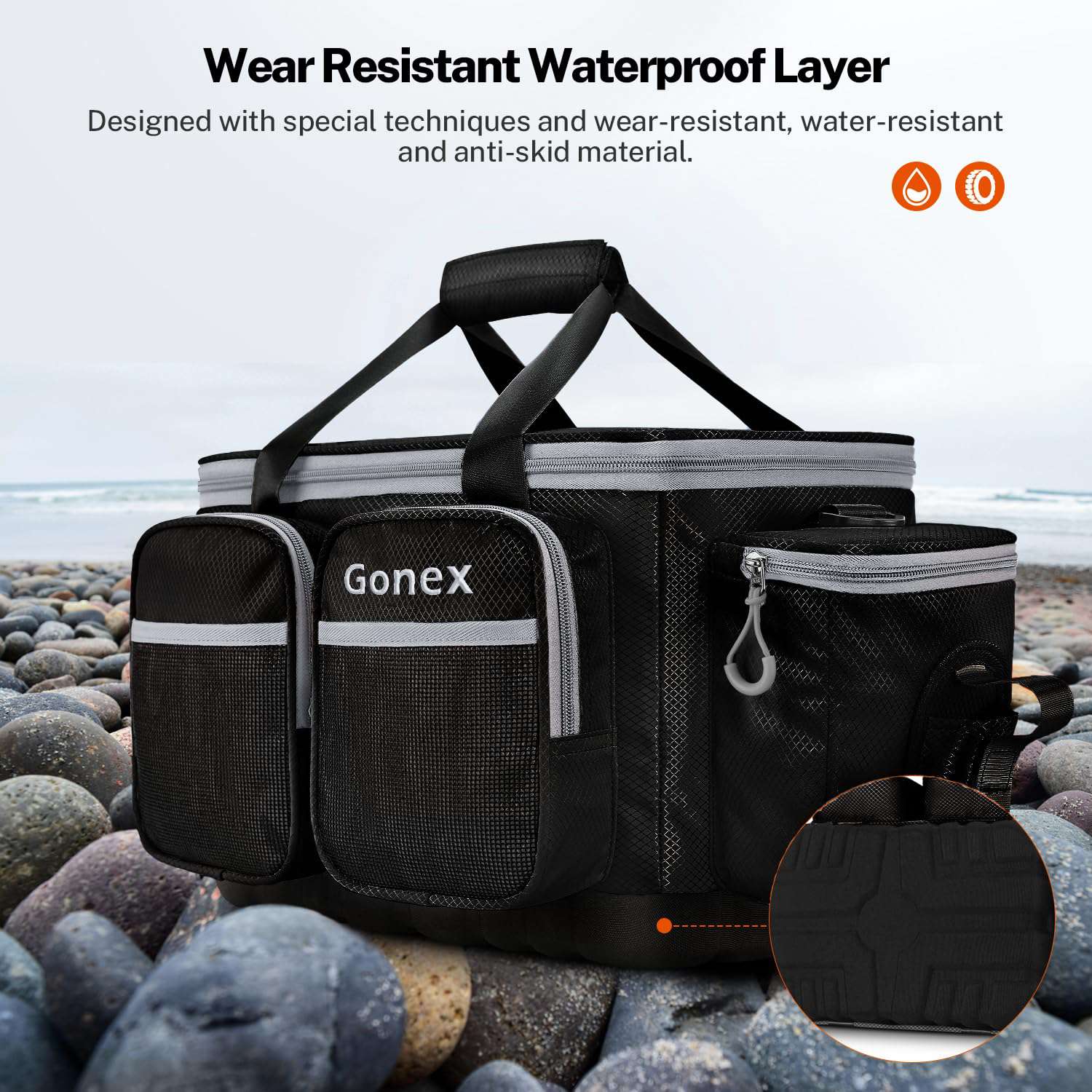 gonex-fishing-tackle-bag-with-waterproof-sealed-lid-3700-tray-storage-bag-with-c image 7