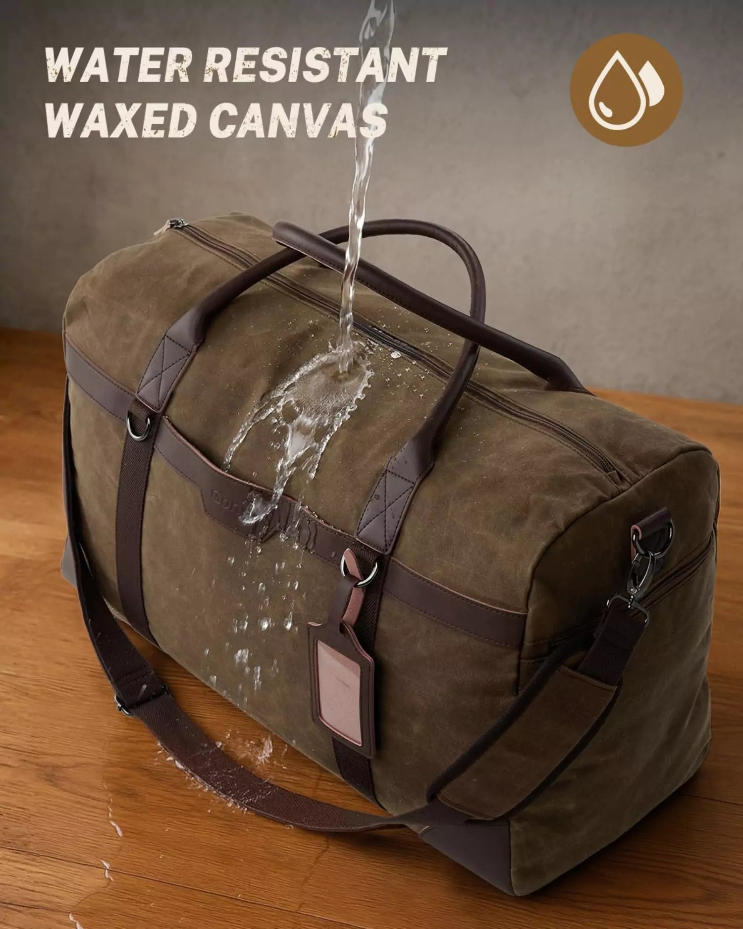 gonex-55l-waxed-canvas-duffle-bag-with-shoes-compartment-water-resistant-weekend image 2