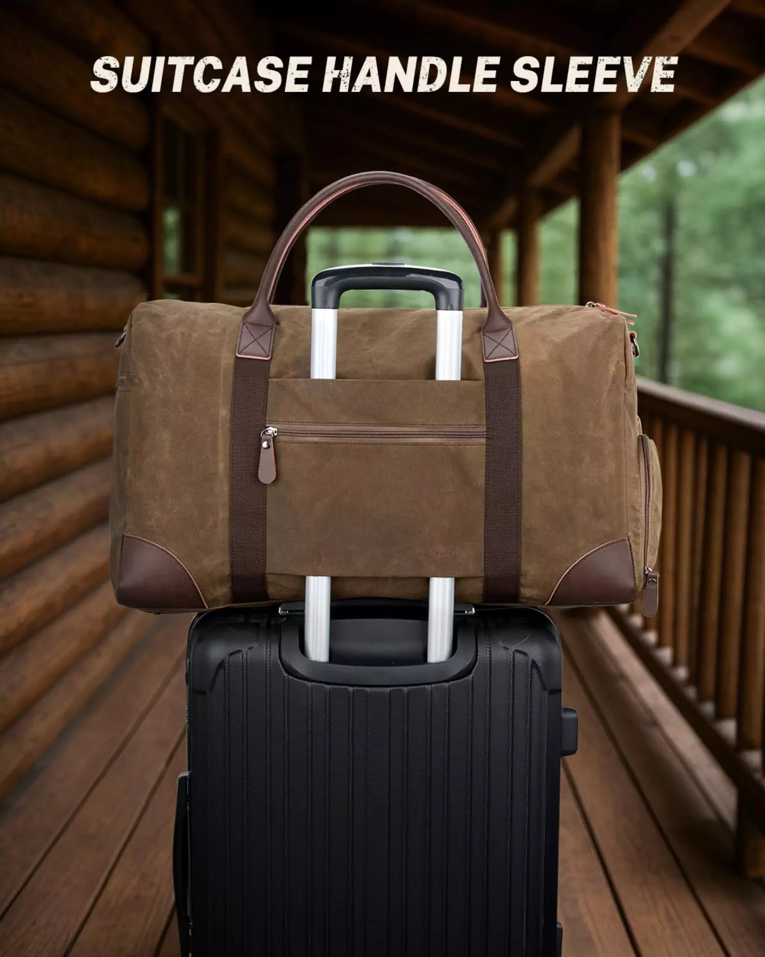 gonex-55l-waxed-canvas-duffle-bag-with-shoes-compartment-water-resistant-weekend image 7