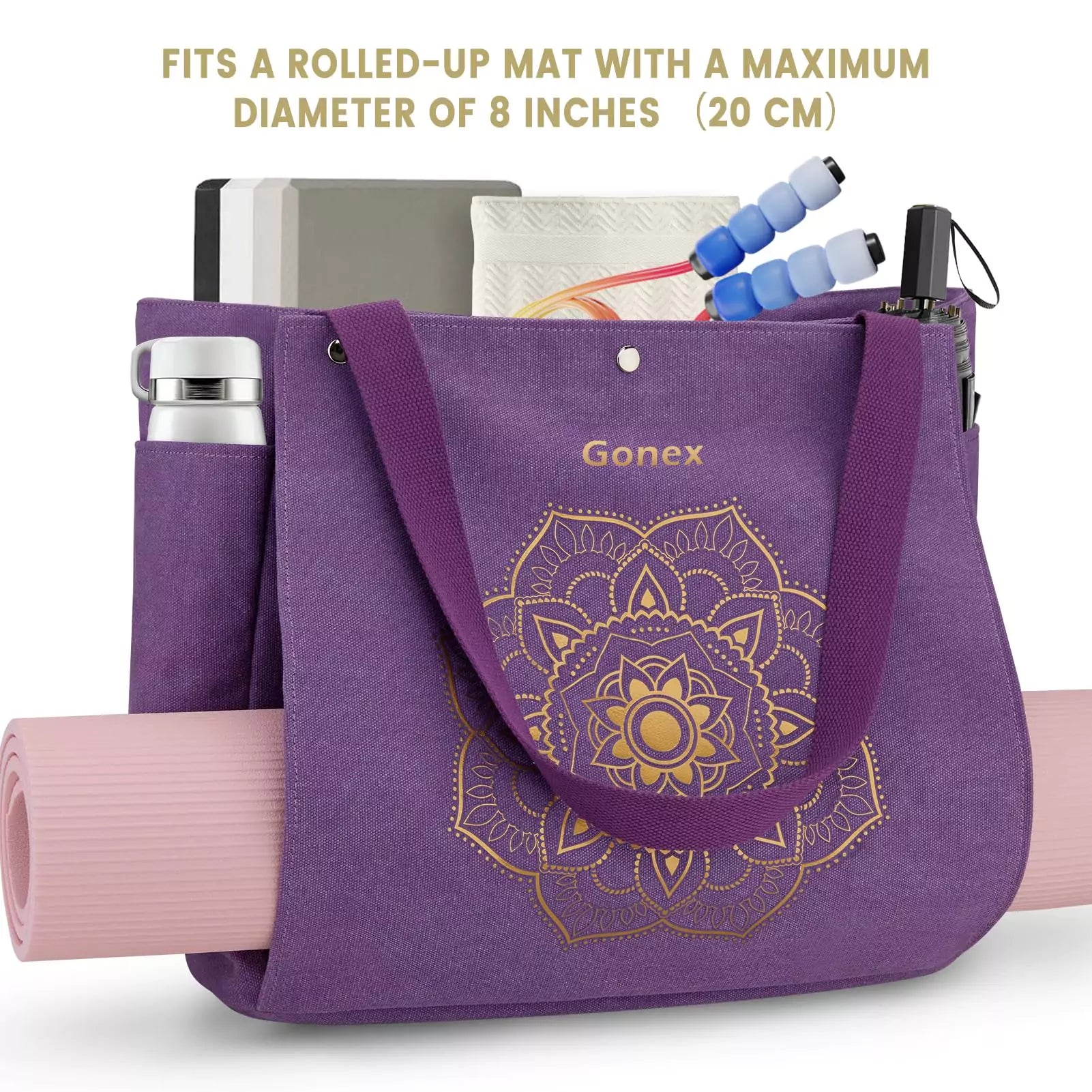 gonex-canvas-yoga-mat-bag-large-unfold-flat-tote-with-multiple-pockets-fits-stan image 5