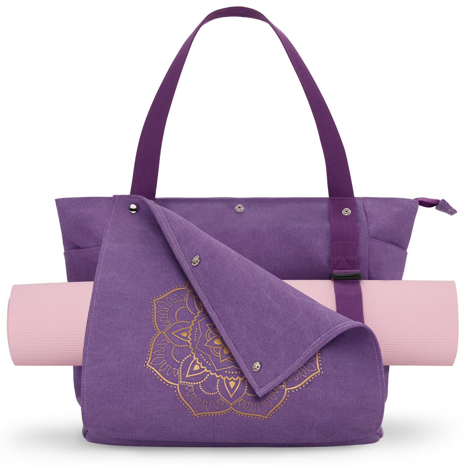 gonex-canvas-yoga-mat-bag-large-unfold-flat-tote-with-multiple-pockets-fits-stan image 1