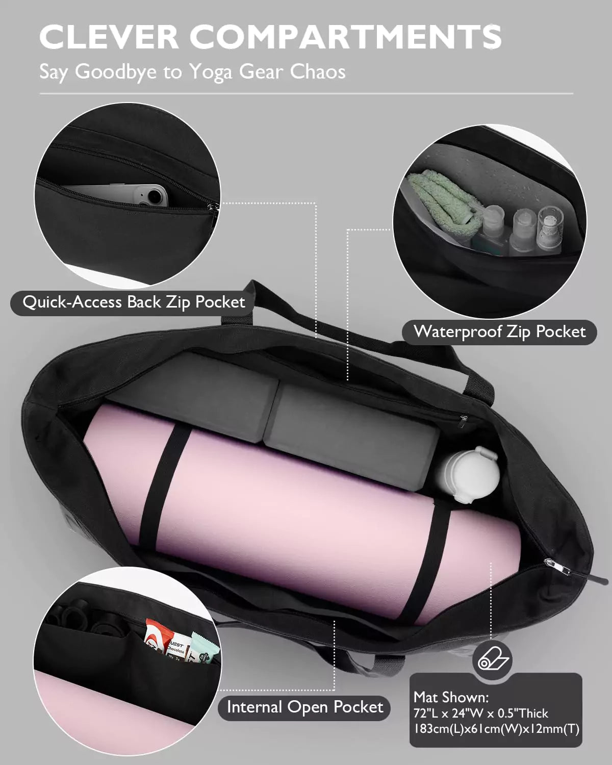 gonex-extra-large-yoga-mat-bag-roomy-canvas-carrier-with-patterned-design-fits-1 image 3
