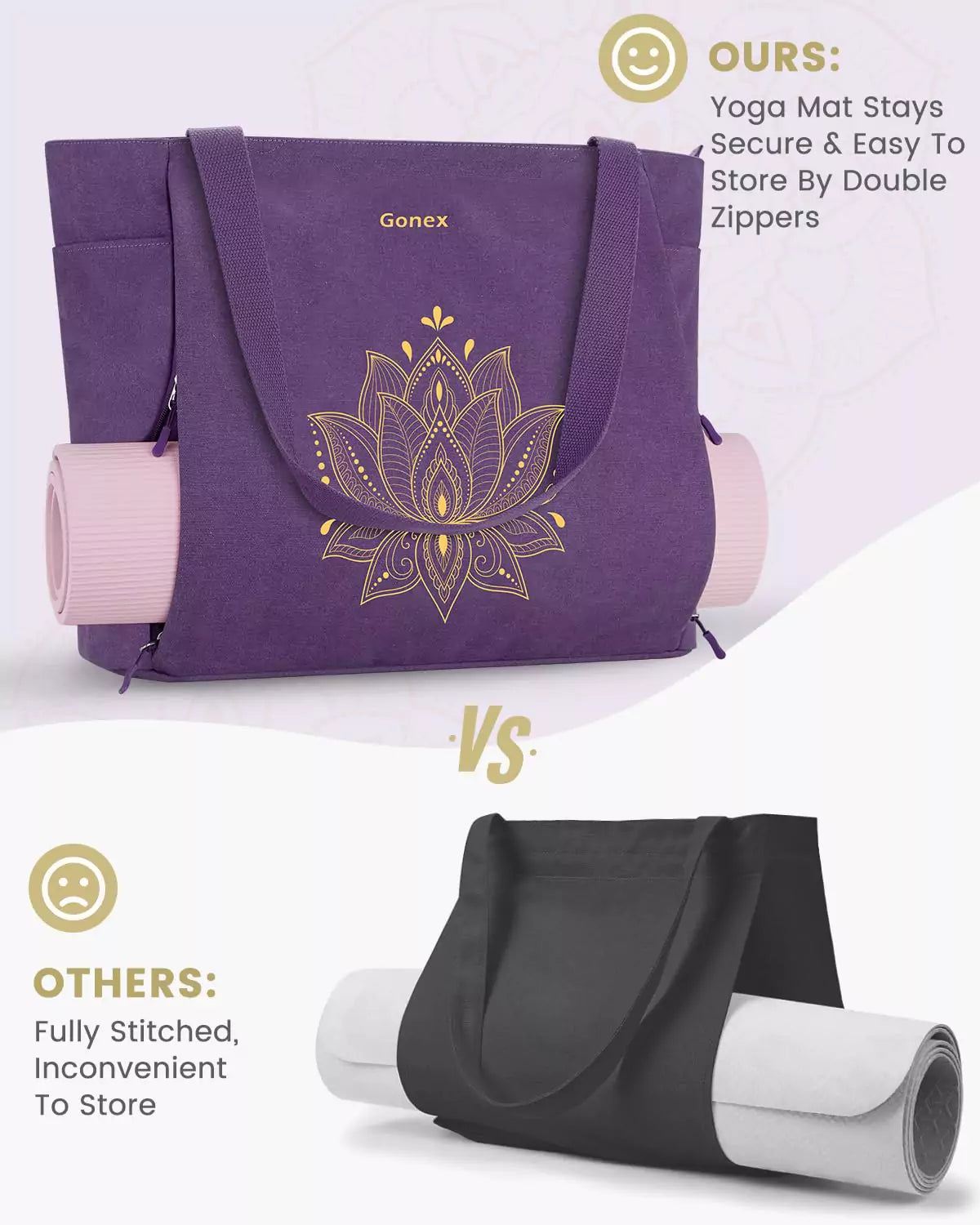 gonex-yoga-mat-bag-xl-full-zip-tote-with-multi-pockets-and-external-mat-pocket image 2