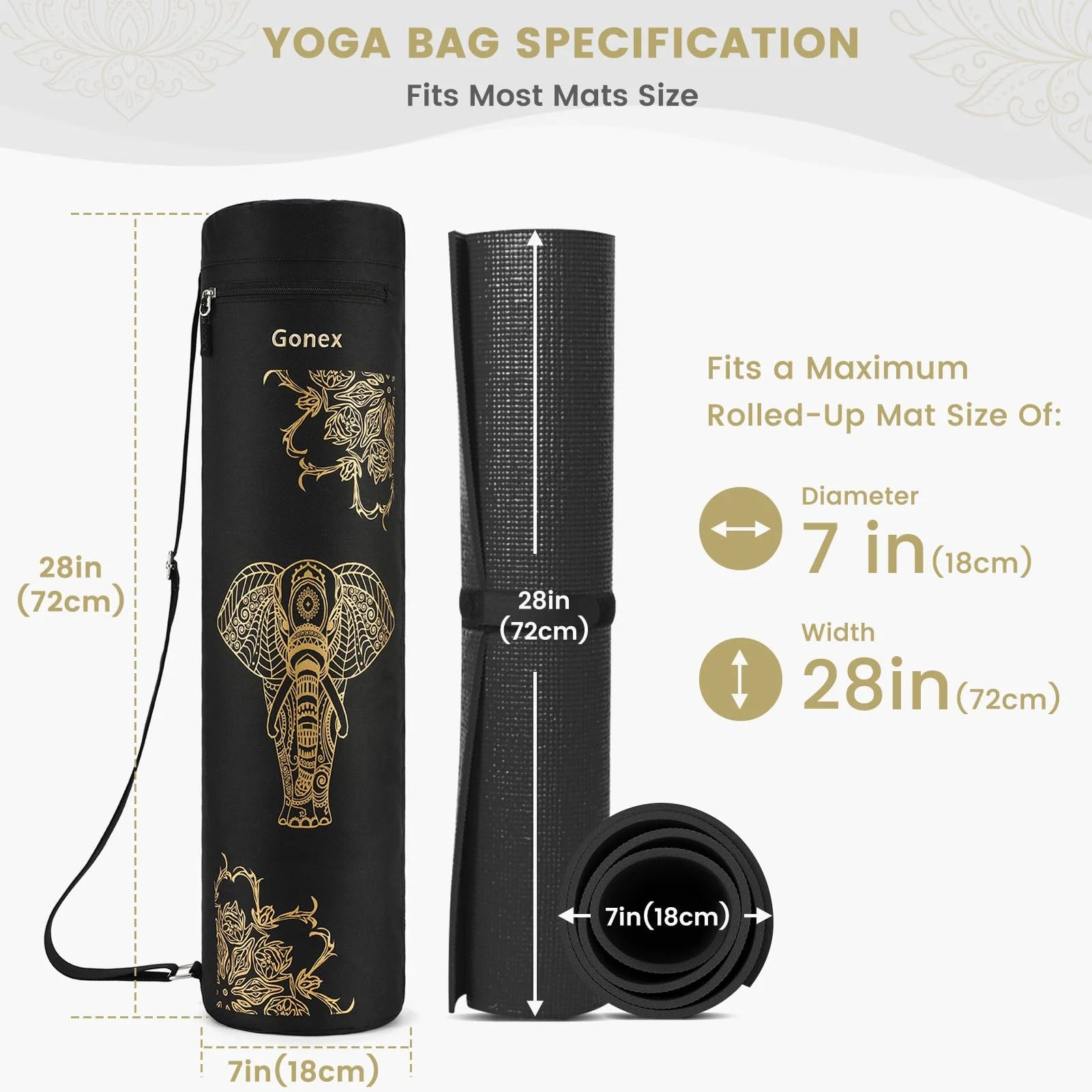 gonex-yoga-mat-bag-elephant-print-water-resistant-600d-oxford-carrier-with-sbs-z image 4
