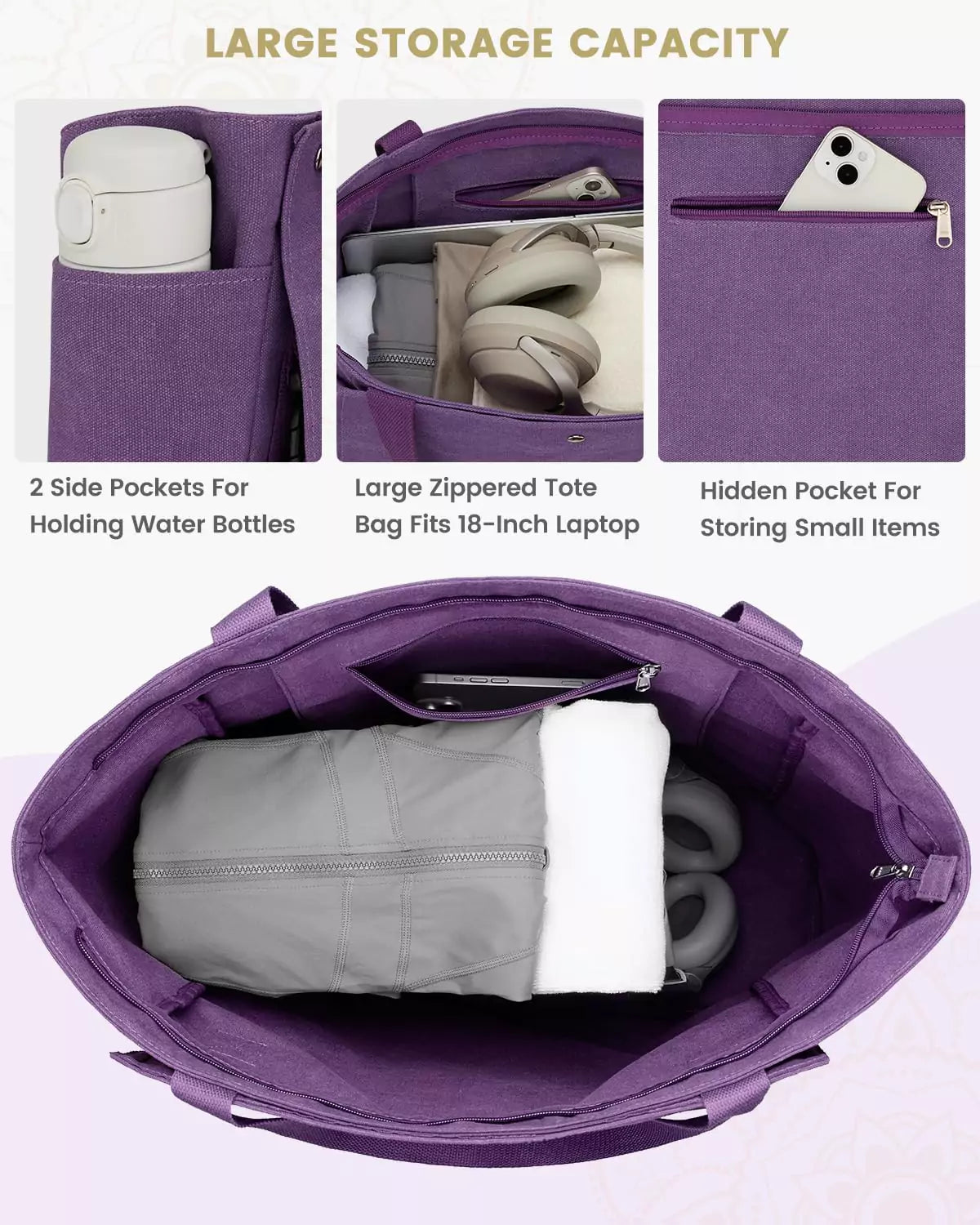 gonex-canvas-yoga-mat-bag-x-large-front-flap-extra-large-yoga-tote image 4