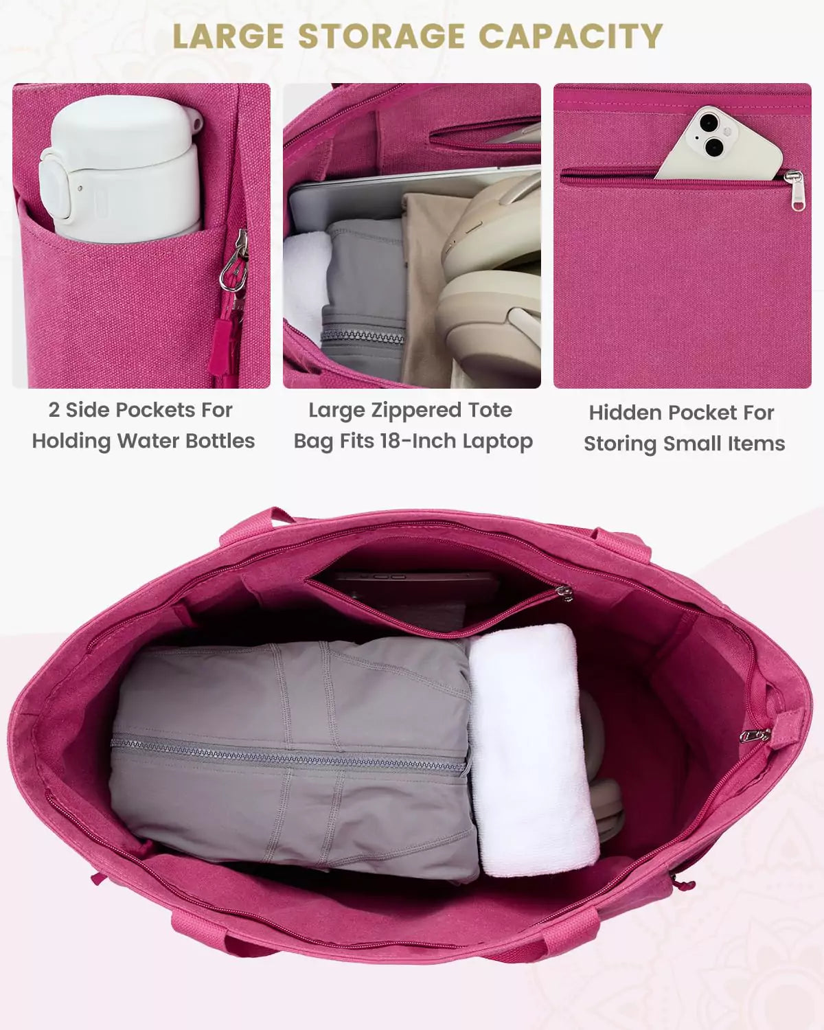gonex-yoga-mat-bag-xl-full-zip-tote-with-multi-pockets-and-external-mat-pocket image 3