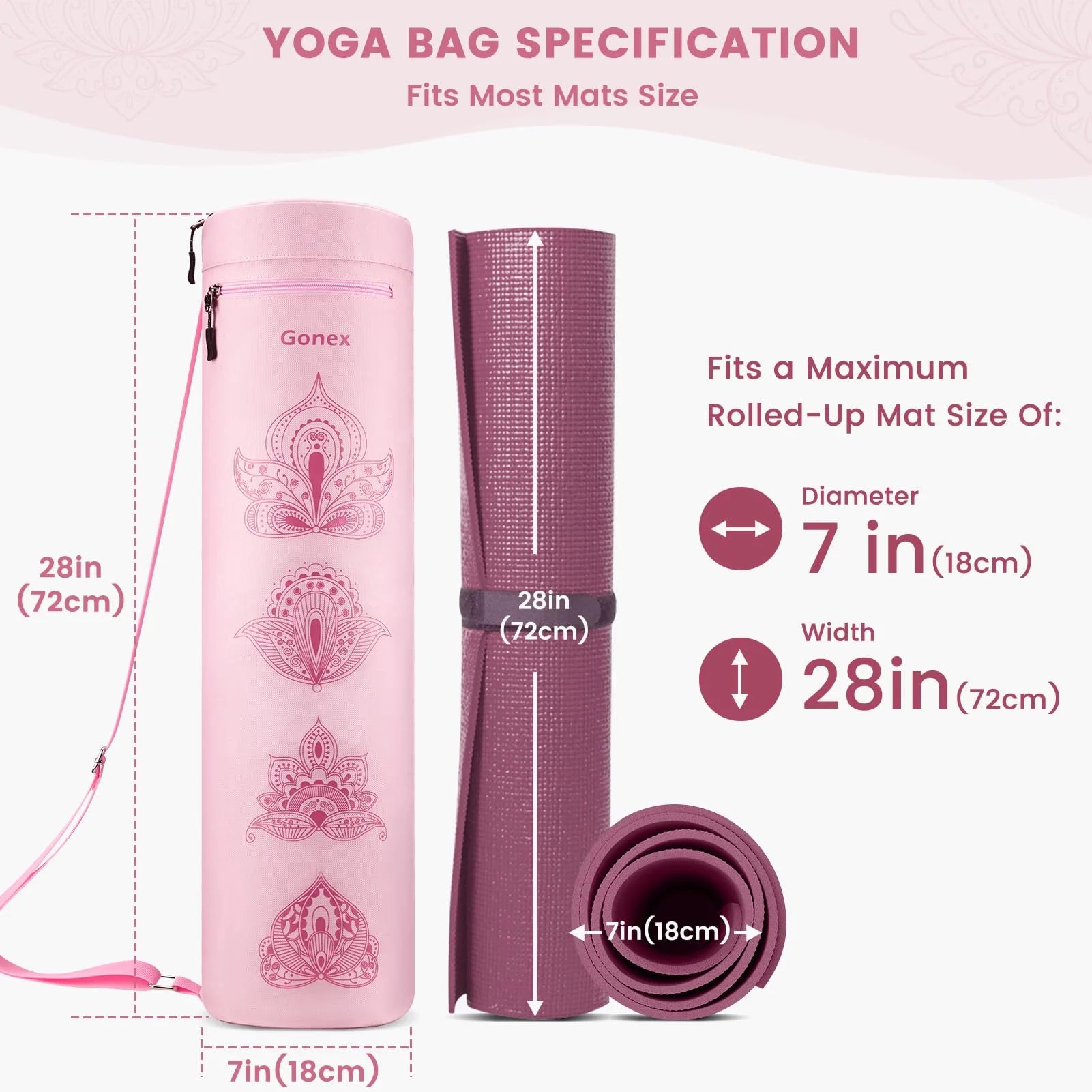 gonex-yoga-mat-bag-paisley-600d-water-resistant-carrier-for-mats-up-to-26-inches image 7