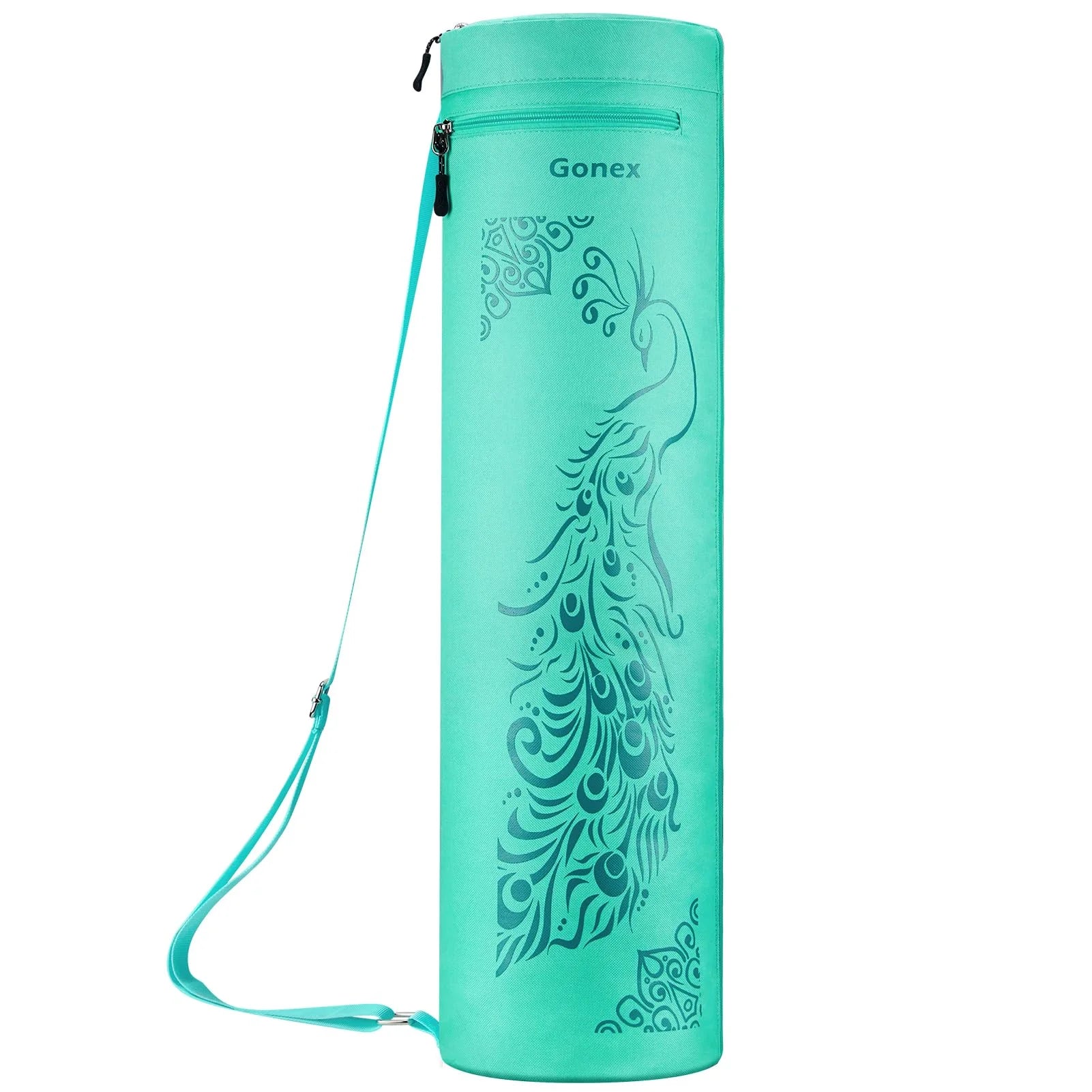 gonex-yoga-mat-bag-with-peacock-pattern-water-resistant-600d-oxford-cloth-carrie image 2
